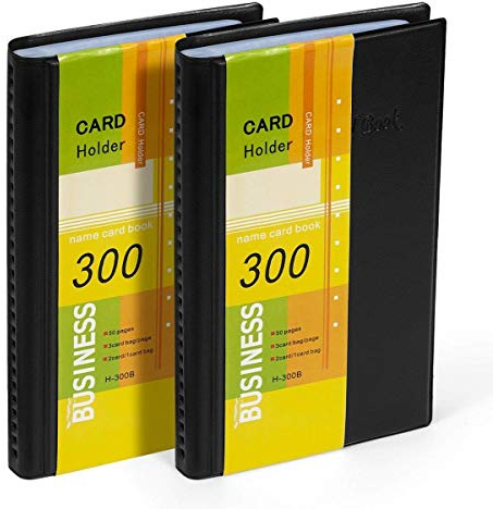 Hamosky Visitenkartenmappe für 300 Karten Ideal für Büro und Praxis Visitenkartenbuch Visitenkarten Kreditkarten,2 Stück