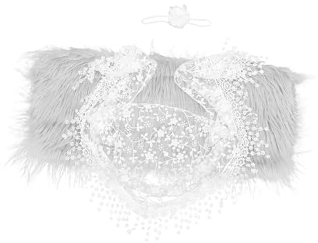 Uonlytech Babyfotografie Stirnband Wickeltuch Und Flauschiger Decke Für Neugeborene Angenehmes Material Praktische Foto-Requisiten Süßes Design Für Junge Mädchen