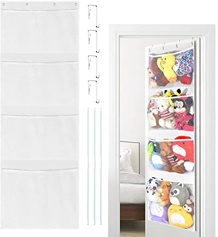 VISATOR Kuscheltier Aufbewahrung Stofftier Tür Organizer Hängend Spielzeug | Hängeorganizer Hängeaufbewahrung Stofftiernetzoder Oder Hängematte Organizer zum Aufhängen für Kinderzimmer Schlafzimmer
