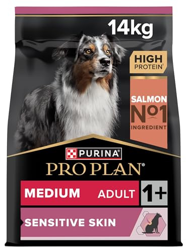 Pro Plan Medium Adult Sensitive Skin, Hundefutter trocken, reich an Lachs, 1er Pack (1 x 14 kg)