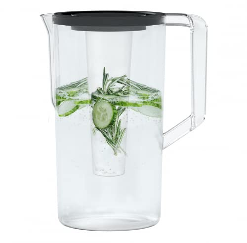 Wessper Wasserkaraffe 3 Liter Mit Kühlung Eiseinsatz | Transparente 100% Wasserkaraffe Mit Deckel | Karaffe Für Eistee, Limonade, Wasser Für Die Ganze Familie