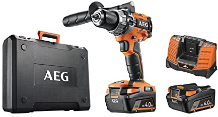 AEG PRO18V Akku-Schlagbohrschrauber BSB 18C2BL LI-402C (Max. Drehmoment 65Nm, 13mm Metall-Spannbohrfutter, 2-Gang-Getriebe, inkl. 2x 4.0Ah Akku und Ladegerät)