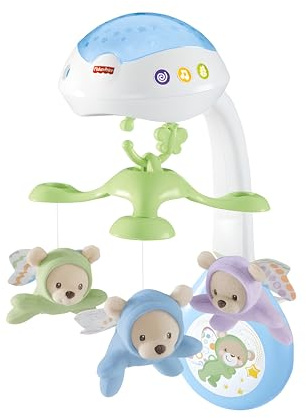 Fisher-Price 3-in-1-Traumbärchen-Mobile, Mobile für Babybett, Elektrisches Mobile mit Licht, Musikmobile, Babyerstausstattung, Babybett- und Baby-Zubehör, ab Geburt, CDN41