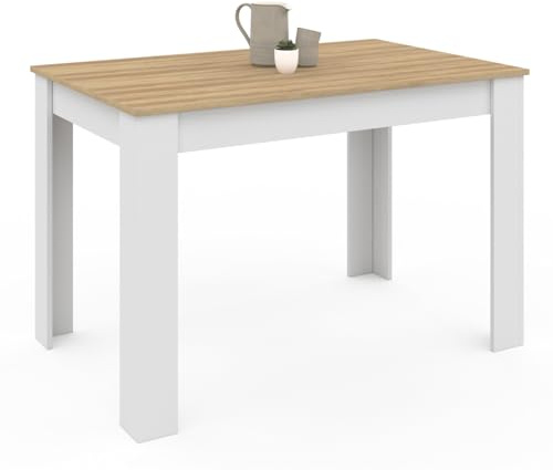 IDMarket - Rechteckiger Esstisch ROZY 4 Personen weiß Buchenholzplatte 110 cm