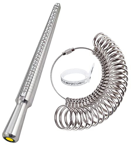 DoGeek Ringgrössenmesser Metall Ringmaß Ringmesser Ringdorn Set/UK, EU, USA und Switzerland (Metall)