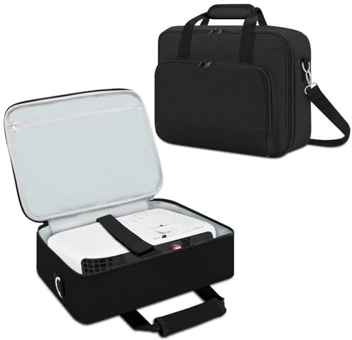 doksmeria Projektor-Tragetasche, Projektortasche mit Zubehör-Aufbewahrungstaschen und verstellbaren Schultergurten, tragbare Tragetasche, kompatibel mit Epson BenQ ViewSonic und den meisten