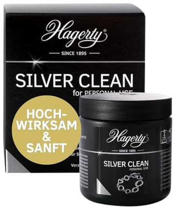 Hagerty Silver Clean Schmucktauchbad für Silberschmuck und versilbertem Schmuck 170ml I Effektiver Schmuckreiniger I Silberschmuck-Reinigungsbad für erneuerten Glanz I mit Kor