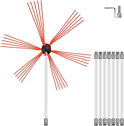 VEVOR Schornsteinbürste Schornsteinfegerbesen Kaminkehrbesen Schornsteinfeger Bürste Kaminbesen Schornsteinbesen Weiß mit Schlüsselweite 17mm, Flexibler Bürstenkopf Nylon Schornstein-Reinigungsset