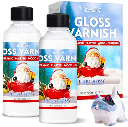 200ml Glasur für Ton Lufttrocknend - Air Dry Clay Glaze, Klarlack Acryl Glanzlack Firnis & Keramik Glasur – Wasserdicht Kratzfest Tondicht Versiegelung für Keramik, Modelliermasse, Holz & Ölmalerei