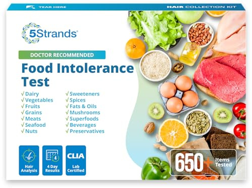 5Strands Food Intolerance Test, 640 Items Tested, Food Sensitivity at Home Test Kit, Accurate Hair Analysis, Health Results in 5-7 Days, Gluten, Soy, Dairy, Protein