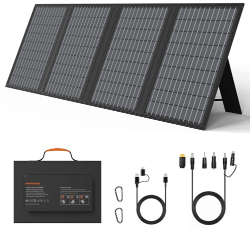 MHPOWOS 60W Tragbares Solarladegerät mit Ständer, Faltbares Solarpanel mit USB-C, USB-A und DC-Ausgängen, für Camping, Wandern, Notstromversorgung für Kleine Stromgeneratoren, Telefone, Powerbanks