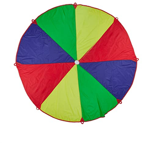 Relaxdays Schwungtuch Kinder, Ø 3,5m, 8 Griffe, Schwingtuch, Bewegungsspiel für Kindergeburtstage, Fallschirmspiel, bunt