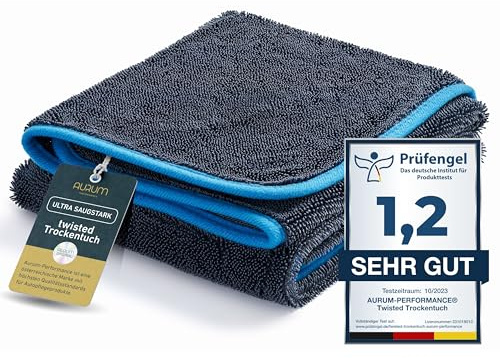 Aurum-Performance® Auto Trockentuch 90x60 cm extrem saugstark & lackschonend - KFZ Autopflege Microfasertuch 100% fusselfrei & waschbar - Auto Mikrofasertücher, Microfaser-Tuch