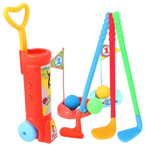 HEMOTON Kinder Golfset Spielzeug Für Draußen Und Drinnen Plastisches Golfset Für Kleinkinder 2-5 Jahre Tragbarer Golfkoffer Für Minigolf Und Sportspiele Im Freien