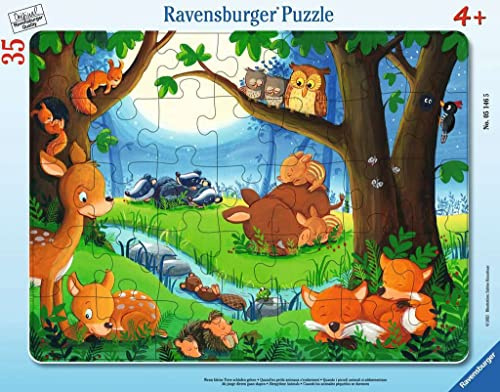 Ravensburger Puzzle Wenn kleine Tiere schlafen gehen - 35 Teile Puzzle ab 3 | 35 Teile Rahmenpuzzle, Kinderpuzzle ab 4 Jahre, Ravensburger Qualität