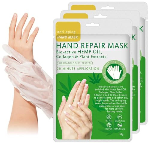 Handpflege Handmaske 3 Paar Feuchtigkeitshandschuh Anti-Aging Feuchtigkeitsspendende Handpflege für Trockene Alternde Rissige Hände für Frauen und Männer