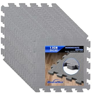 BodenMax Eva Bodenschutzmatte Puzzlematte – rutschfest & stoßdämpfend – 18 Stück Grau, 30x30x1 cm