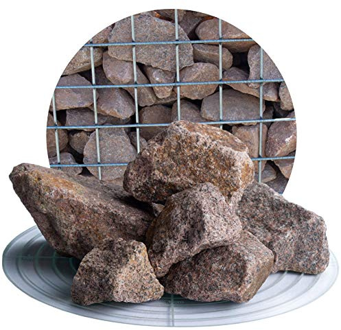 Schicker Mineral Granit Gabionensteine rot 25 kg, farbechte Bruchsteine, ideal für schmale Gabionen, Säulen und Steinzäune, witterungs- & frostbeständig, widerstandsfähiger Naturstein (Ø 32-60 mm)