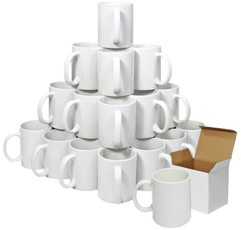 Sublimationstassen x 36 Stück, 325ml Tasse, Heißpressdruck, Sublimation 11oz Becher Weiß, Henkel, Polymer Beschichtung, Keramik AAA Qualität, Geschenkboxen, Spülmaschinenfest, Mikrowellengeeignet