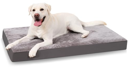 KSIIA Orthopädisches Hundebett für Mittelgroße Hunde, Waschbar Hundekissen Flauschig Hundematte Hundematratze mit Abnehmbarer Deckel in Dunkelgrau 75x45x7cm