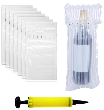 Luftblasenbeutel, Aufblasbare Verpackung, Luftsäulenbeutel, Aufblasbare Luftsäule, Weinflaschenschutz, Weinflaschen Schutz Zum Verpacken und Transport von Glasflaschen mit Mehrwegpumpe, 15 Stücke