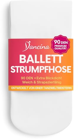Dancina Mädchen Ballett Strumpfhose Ultra-Stretch Mikrofaser M (122-140) Weiß