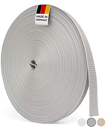 BAUHELD 50m Rolladengurt 23mm Grau [Made in Germany] - Für Rollladen an Türen und Fenster - Hohe Reißfestigkeit und UV-Stabil - Rollladengurt passend für Rolladen-Gurtwickler Aufputz Unterputz