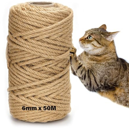 DOBIGER 50m Sisalseil für Kratzbaum 6mm, Natur Sisal Seil für Katzen, Kratzseil, Haushalt, Garten, DIY, Dekoration, (50MS)
