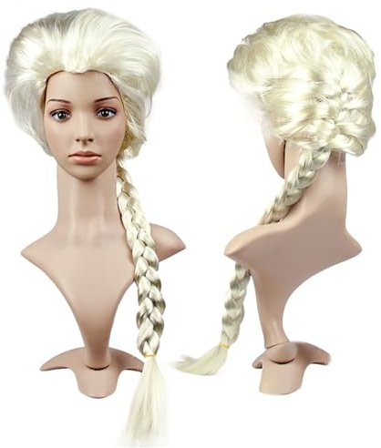 Yisscen Perücke, off-white Perücke, Frauen Lange Haare Perücke, Kunstfaserperücke, Anime Perücke, Anwendbar auf Weihnachten, Halloween Party, Bar, Konzert Cosplay