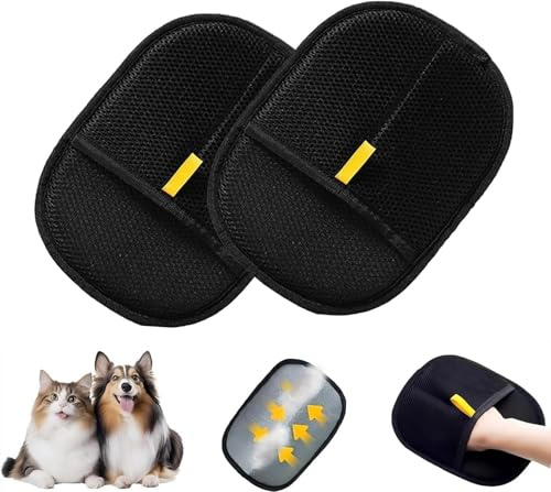 shixpiov Fellpflegehandschuhe 2er-Set– Doppelseitige Statische Tierhaarentferner,Wiederverwendbare&Waschbare Haustierpflege-Handschuhe für Entfernt Hunde&Katzen Fell von Sofa, Teppich, Kleidung