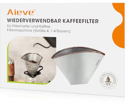 Aieve Kaffee Filter, Dauerfilter Kaffee größe 4, Edelstahl Kaffeefilter | Wiederverwendbarer, kompatibel mit Philips Filterkaffeemaschine(HD7546/20) für Filterhalter Kaffeemaschine (8-12 Tassen)