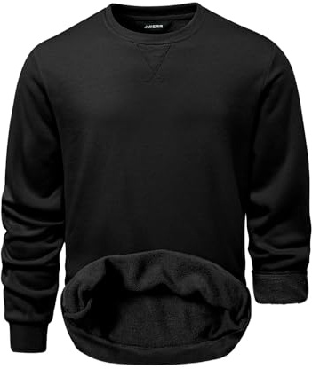 JMIERR Herren Sweatshirt Baumwolle Fleece Pullover Gefüttert Winter Sport Pulli Warm Langarm Sweatshirts mit Rundhalsausschnitt