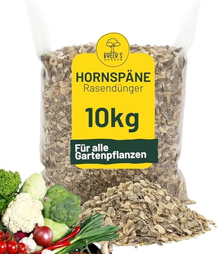 BREERs Hornspäne 10 kg – Natürlicher Stickstoffdünger mit Langzeitwirkung | Organischer Gartendünger für Gemüse, Blumen, Rasen & Kübelpflanzen – 100 % rein, geruchsarm, sicher für Kinder & Tiere