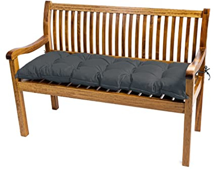 TexDeko® Garden Bankauflage Outdoor 100 x 40 x 8cm wasserabweisend UV - beständig mit Oeko-TEX Zertifikat gesteppt Bankpolster Bankkissen Polsterauflage Sitzpolster Gartenbank Sitzkissen (Anthrazit)