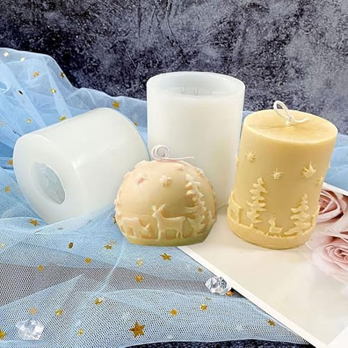 2 Stück Kerzen Gießform Weihnachtskerzenform Weihnacht Kerzenform Silikon DIY Silikonform für Kerzenherstellung, DIY Silikon Kerzenform Gießen für Kerzenherstellung Formen DIY Handwerk Dekoration