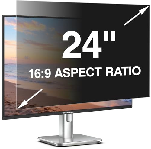Pozlle Blickschutzfolie für 24 Zoll 16:9 (53.2 x 29.9 cm) Monitor | Blaulichtfilter, Blendschutz, Abnehmbar Sichtschutzfolie für PC Computermonitore, Blickschutzfilter für Büro