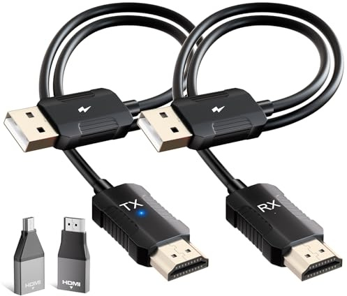 Wireless HDMI Transmitter and Receiver, 5.8G Kabellos Funkübertragung 4K Dekodierung, HDMI Wireless Funkübertragung für Funk Streaming Video Audio File von, Laptop, PC zu HDTV, Projektor, Schwarz
