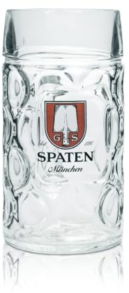 1 Liter Spaten Logo Noppenglas Bierkrug