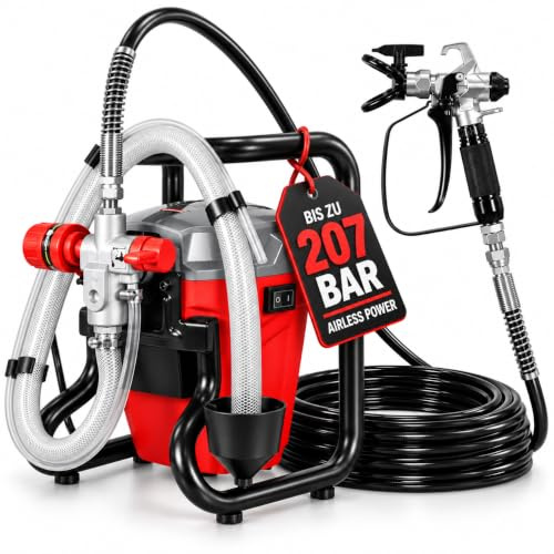 MAUK® Airless Farbsprühsystem | Elektro Sprühgerät/Maler & Lackierer Spritzgerät für Fassaden- & Wandfarbe | Lack & Lasur Paint Sprayer inkl. Farbsprühpistole & Düse 517