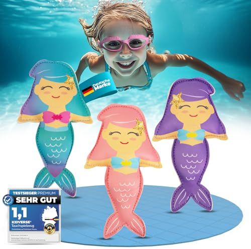 KIDVERSE Tauchtiere für Kinder - Geprüftes Wasserspielzeug - Neopren Tauchspielzeug für Kinder - Buntes Schwimmbad Spielzeug zum Tauchen Lernen - Pool Spielzeug (Meerjungfrauen)