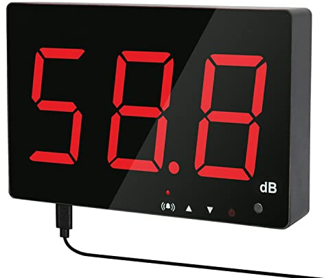Dezibel Meter Wand hängende Schallpegelmesser Tester 30-130db mit Alarm | ±1,5 dB Genauigkeit. Wandmontage oder Tischaufstellung. einstellbarem Schwellenwert. Ideal für Zuhause, Büro, Klassenzimmer.