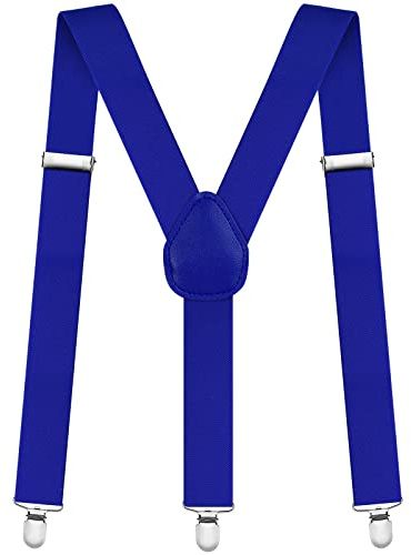 Aomig Hosenträger für Herren, Breit 3,5 cm mit Starken Metall Clips, Einstellbar und Elastisch Y Form, Einheitsgröße für Männer und Damen Arbeitshosen (Blau)