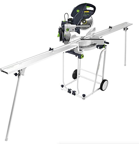 Festool Kapp-Zugsäge KS 120 REB KAPEX Set mit Untergestell | Inkl. Kreissägeblatt, Winkelschmiege, Werkstückklemme, Kappanschlag – 1600 W, 260 mm Sägeblatt