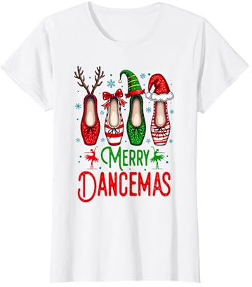 Merry Dancemas Dance Lover Weihnachten Ballett Tänzer Weihnachten T-Shirt, Damen, Weiß, S