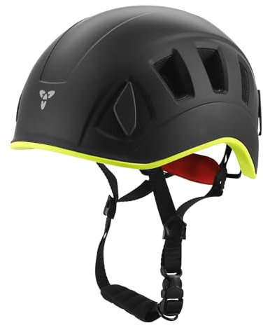 NewDoar Kletterhelm Halbkuppelhelm Ultraleichtes Design mit 11 Belüftungsöffnungen und Stirnlampenclips für Fels-/Eisklettern Höhlenerkundung, Rettung, verstellbar 57–62 cm (Männer/Frauen)-Schwarz