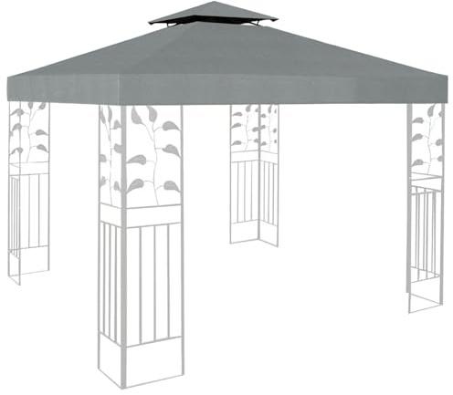 Pavillondach 3x3m Wasserdicht Doppeldach Schutzhaube Pavillon Ersatzbezug Gartenpavillon Ersatzdach Sturmfest Partyzelt Ersatzbezug (Grau, 3 x 3m)