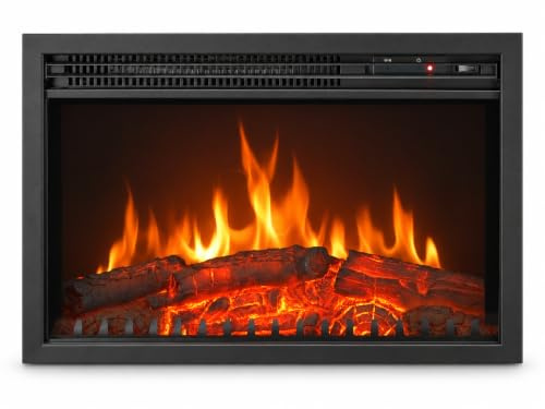 CHEMIN'ARTE Elektrokamin mit heizung - Einbaukamin - Kamin Elektrisch – Deko Kamin mit Realistischer Flammeneffekt LED – Elektrische Heizung 2000W - 61 x 20 x 45 cm - Schwarz