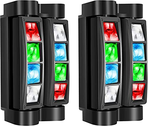 Betopper 8x3W Moving Head Bühnenlicht,4 in 1 RGBW LED Disco DJ Licht 2P | Mini Partylicht LED Lichteffekt Stage Light Spinne mit DMX512/Sprachmodus für Bar Party Club Weihnachten Halloween