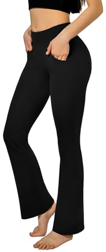 SINOPHANT Flared Yogahose Damen Leggings High Waist Schlaghose Blickdicht Leggins Bootcut Jogginghose with Taschen