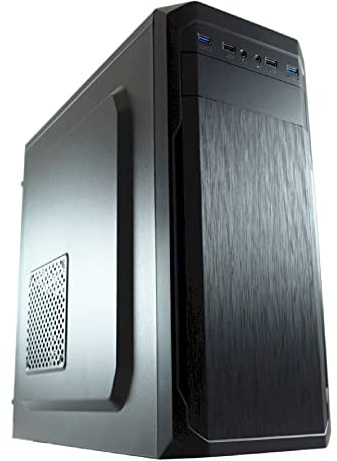 LC-POWER LC-7039B Midi-Tower Gehäuse | ATX, Micro-ATX & Mini-ITX | 360 mm GPU Support | 145 mm CPU-Kühler | USB 3.2 & USB 2.0 | Schwarz mit gebürsteter Aluminiumfront